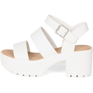 NWT NIB Womens Open Toe Double Band Chunky Block Heel Platform Sandals size 7